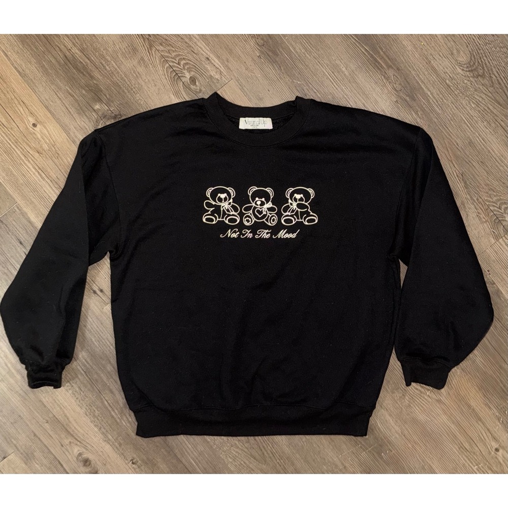 Wound Up Not In The Mood Teddy Bear Sweatshirt Black Large 12-14